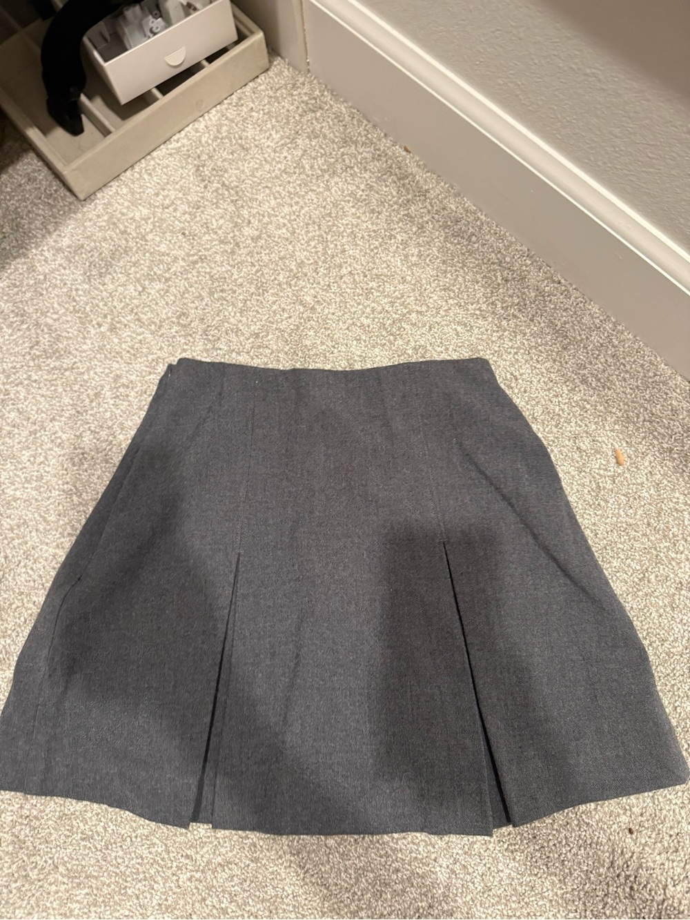 Abercrombie & Fitch Dark Gray Pleated A-Line Skirt